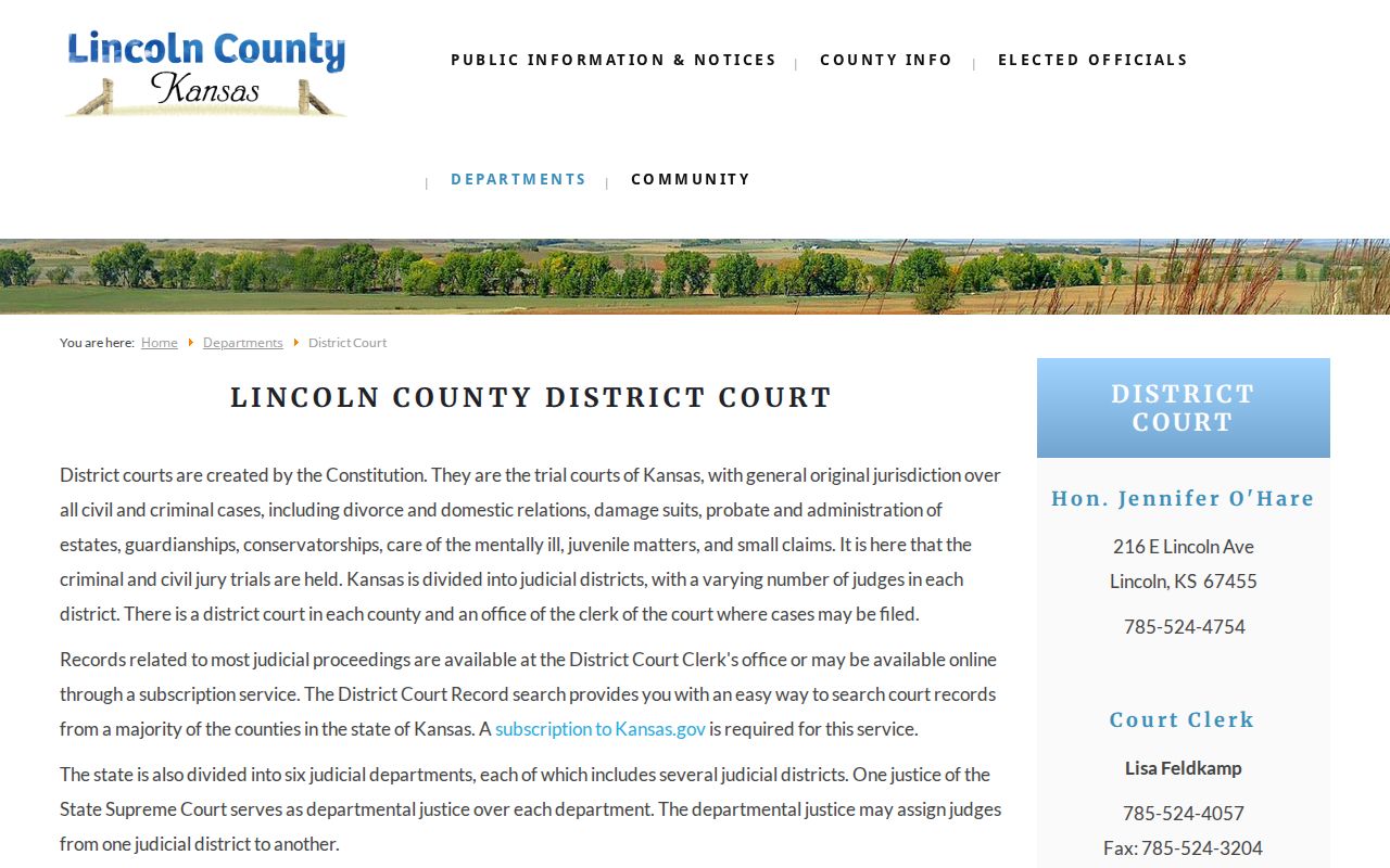 Lincoln County District Court office information for court docket records
