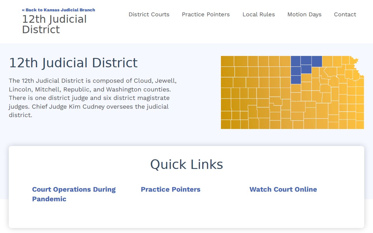 12th Judicial District home page for Lincoln County court docket access